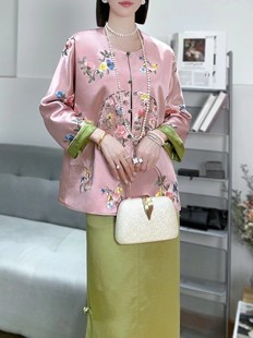 藏月新中式女装唐装，中国风上衣2024春季花鸟重工刺绣复古典雅外套