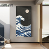 神奈川冲浪里玄关挂画现代客厅餐厅壁画浮世绘日式过道走廊装饰画