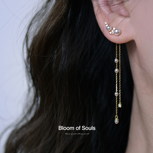《流光》原创设计珍珠，耳饰高级感流苏耳环耳钉长款s925纯银女新