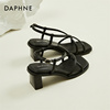 达芙妮daphne~法式编织罗马鞋女夏季粗跟凉鞋，露趾时装高跟鞋