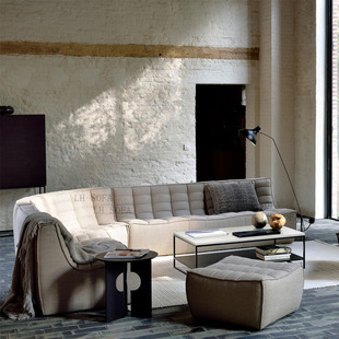 北欧简约设计师懒人沙发客厅，华夫格模块转角沙发，组合三人无扶手椅
