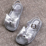 时装女童公主凉鞋，30502魔术贴露趾蝴蝶结，轻便防滑休闲小学生