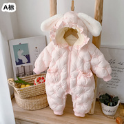 婴儿衣服女宝宝冬装连体棉服，加厚外出外套3个月1岁0冬季6过年新年
