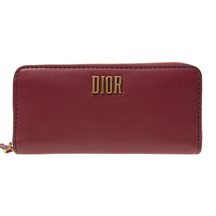 Dior/迪奥 女士红色牛皮金属logo 拉链长款钱包 S7506CVWU