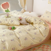 少女心奶油兔兔纯棉，四件套ins可爱全棉，被套床上三件套1.8床单床品