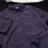 tryex夏季紫色衬衫女高级感宫廷紫衬衣，深紫色日系复古男士短袖男