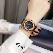 古欧高级感霸气大表盘镶钻手表，女简约气质复古港风硅胶表带时装表
