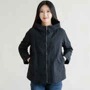 韩国妈妈秋装夹克外套堆堆领宽松纯色中年女装短款上衣JP2309016