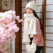 帽子围巾手套三件套一体，套装女冬季韩版学生少女圣诞节元旦