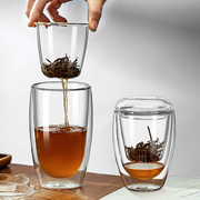 茶杯办公室茶水分离泡茶杯茶具，日式玻璃杯双层杯子男款过滤喝水杯