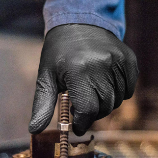 工业级钻石纹丁腈手套，加厚汽车机械维修防水防油污耐穿戴结实耐用