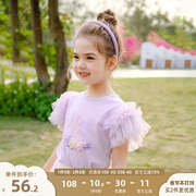 船鼠儿童上衣2023韩版童装女宝宝小女孩夏季短袖t恤女童夏装