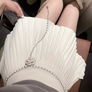 fairyjiang高级感白银色花朵腰链，可调节金属，链条腰带裙子配饰