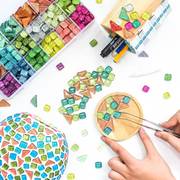 开学创意美术幻彩马赛克diy手工材料幼儿园益智玩具玻璃颗粒贴画