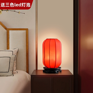 新中式红色台灯小号结婚中国风仿古禅意古风摆件长明茶桌氛围装饰