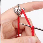 毛线钩针带线神器创意复古孔雀指环钩织指环开口编织工具diy手工