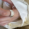 光面椭圆戒指女韩版时尚几何S925银嘻哈开口指环叠戴个性食指戒潮