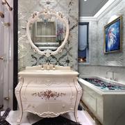 轻奢欧式浴室柜橡木洗脸盆组合卫生间洗漱台洗手台卫浴柜弧形