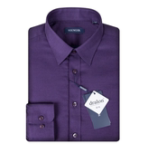 雅戈尔保暖衬衫长袖男紫色，加绒加厚宽松冬季中年休闲衬衣115156jj