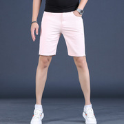 夏季薄款粉色牛仔短裤士5五分马裤韩版潮牌中裤子高端潮