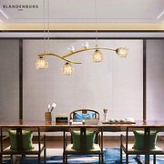 新中式全铜餐厅吊灯中国风禅意创意个性茶室吊灯禅意陶瓷小鸟吊灯