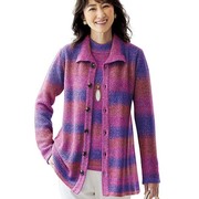 日本女装23年秋撞色设计减龄百搭可机洗开衫2件套有大码M-5L