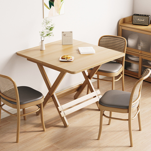 可折叠桌子餐桌家用简易小户型饭桌出租屋用便携式摆摊实木小方桌