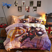 漫威迪士尼床上用品四件套纯棉动漫蜘蛛侠钢铁侠卡通绗缝被套全棉