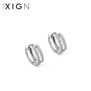 xign镶钻耳圈925纯银，小众设计耳环，夏2023耳钉圆圈耳饰女