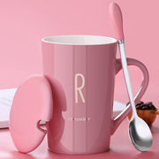 创意个性陶瓷马克杯带盖勺喝水杯子，潮流情侣男女家用牛奶咖啡茶杯
