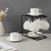 欧式骨瓷纯白咖啡杯碟陶瓷咖啡器具咖啡杯套装带架子定制印字logo