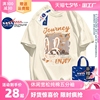 NASA联名潮牌夏季大码复古短袖港风休闲宽松纯棉五分袖T恤女