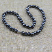 男女式黑石项链 磁铁项链磁疗保健项链颈椎8毫米圆珠饰品