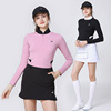 粉色高尔夫球服女装套装上衣黑色，夏季服装网红白色，半身短裙子长袖