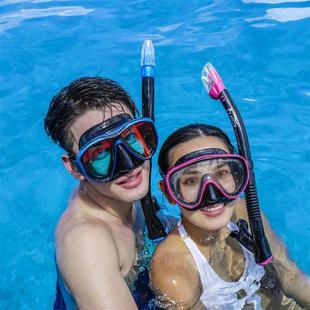 日本tusa浮潜三宝套装女生粉色，潜水镜全干式呼吸管可调大小脚蹼
