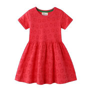 3岁女童草莓连衣裙外贸童装，幼儿园宝宝夏季短袖针织，裙纯棉童裙5