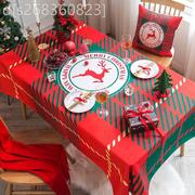 圣诞家用装饰棉麻布艺茶几布半圆餐野炊桌布桌旗套装