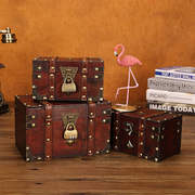 欧式复古盒子 木质方形首饰盒 木制复古箱子道具 收纳储物工艺品