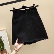 韩国高腰牛仔裙女夏季2023纯色半身裙大码百搭包臀，a字短裙潮