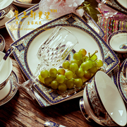 高档宫廷陶瓷英式欧式骨瓷餐具套装碗盘碗碟套装家用60.件包