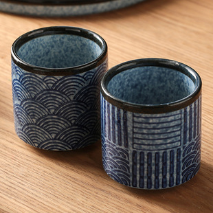 日式创意茶水杯陶瓷单个小圆杯饭馆餐厅下午茶杯子家用直筒杯酒杯