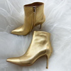 2023金色小羊皮女靴，时尚性感欧美风，尖头细跟单靴祼靴高跟鞋