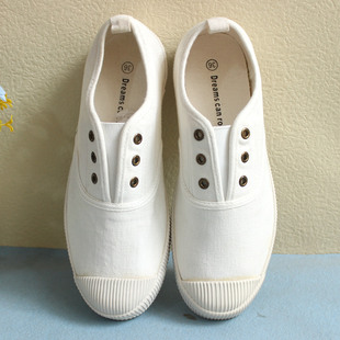 韩国水洗帆布鞋简单一脚蹬懒人，鞋小白鞋做旧复古低帮贝壳头韩版潮