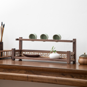 黑胡桃木新中式茶杯茶具收纳架家用茶道桌面置物架实木小型多宝阁