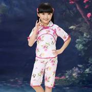 l六一儿童节民族演出 女x表童装夏古复中国风舞台服套装 古装