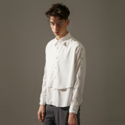 FNGISED日系复古白衬衫外套vintage假两件双层白色衬衣王晨艺同款