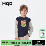 MQD马骑顿童装男童卡通撞色纯棉T恤24春装儿童插肩袖打底衫