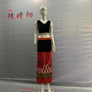 云南佤族少数民族特色服装女民族，风棉麻手工生活套装表演舞蹈演出
