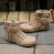 大码43流苏靴女铆钉马丁靴短靴女women warm shoes martin boots