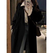 黑色风衣外套女小个子，中长款2023秋季韩系今年流行英伦风大衣